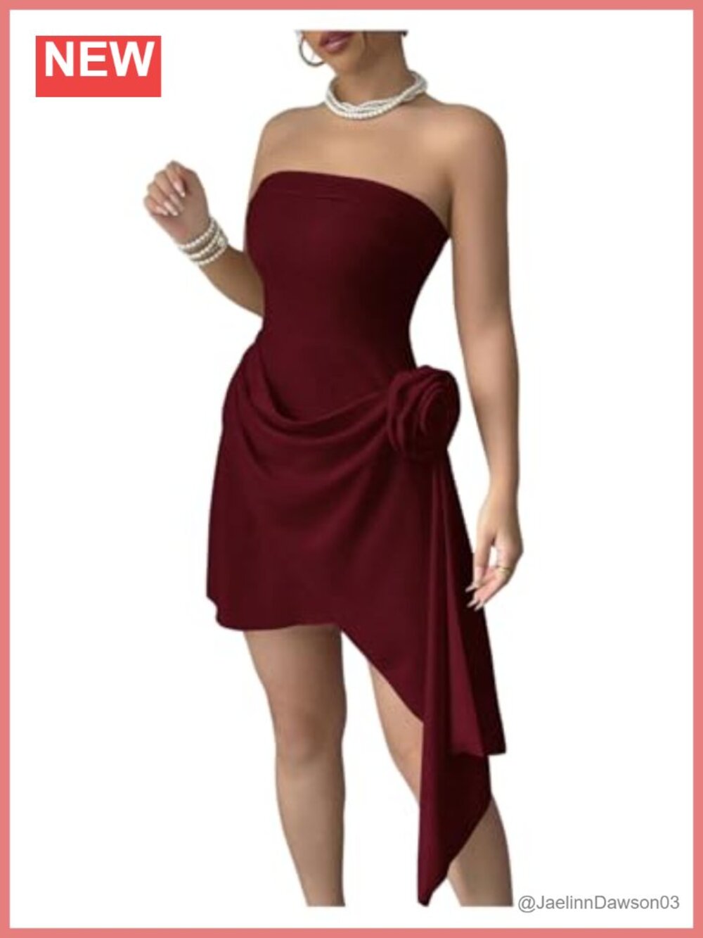 Strapless 3D Flower A-Line Cocktail Dress Ruched Asymmetrical